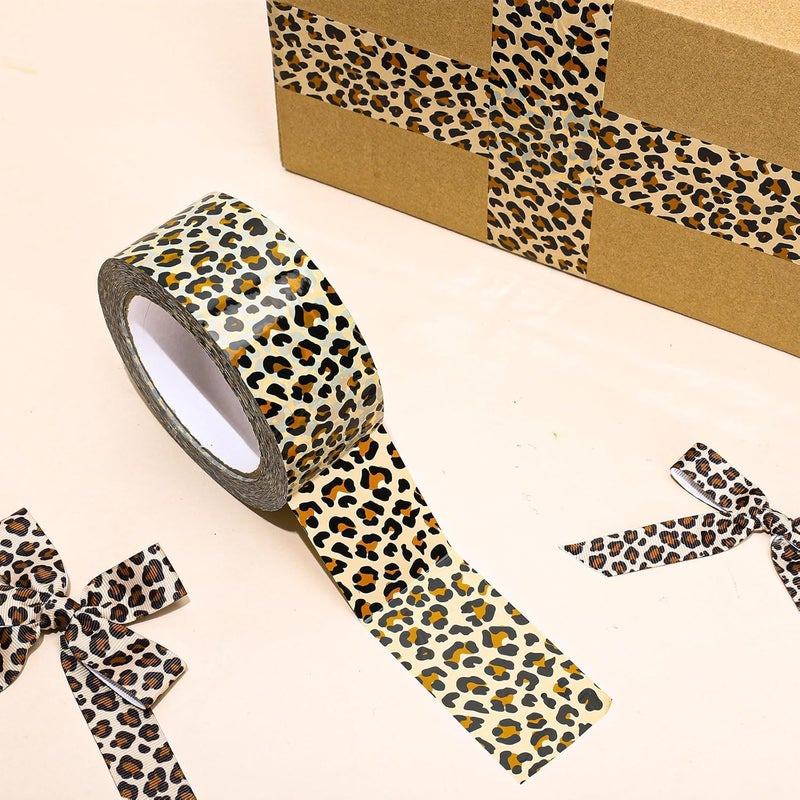 Whaline Leopard Print Packing Tape Spotted Leopard Pattern Tape Waterproof Shipping Tape for Small Business Gifts DIY Crafts Box Carton Decorations - Image 3